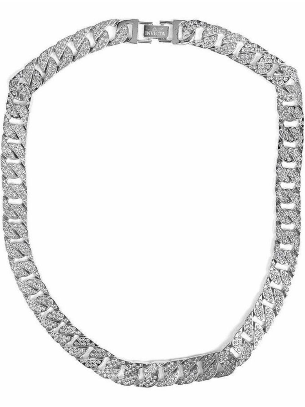 Invicta Elements Men's Iced out Cuban Chain Necklace. Silver 21.65” (80861)
